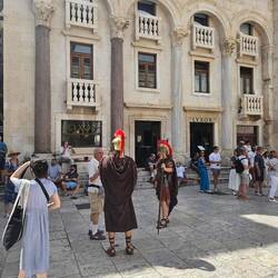Roman soldiers guard the main square.