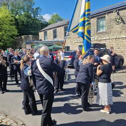 Bands set off from the Saddleworth Museum & Gallery by the canal