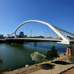Barqueta Bridge over the Alfonso XIII channel of the Guadalquivir river.