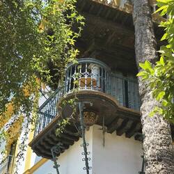 The Rosina Balcony from below. The ceiling is fancy wood carving.