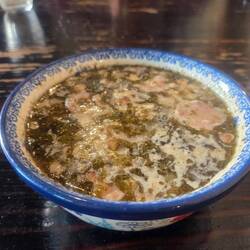 Sour rye with bacon and sorrel soup