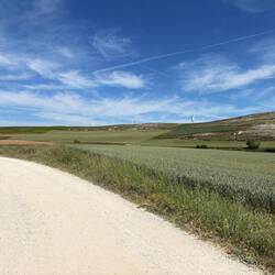 There are windmills off to the right.