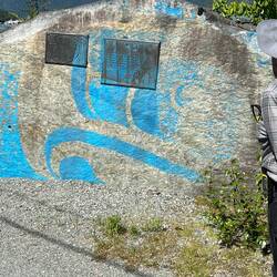 Not sure if that is grafitti on the rock, or suppose to be there.