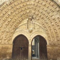The stonework is real, but the doors are paintings.
