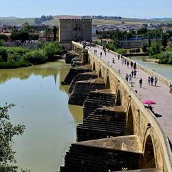 View of the Roman Bridge from atop the Cordoba Arch
