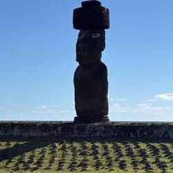 The only Moai restored with eyes...the eyes were stolen and never recovered for the rest.