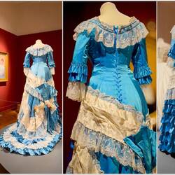 Ballgown with bustle ... note the lace-up in lieu of buttons @ Arkas Sanat Alsancak — İzmir.