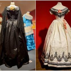 Crinoline dress (L) and Napoleonic era ballgown @ Arkas Sanat Alsancak — İzmir, Türkiye.