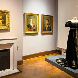 Napoleonic era gown ... and portrait of Napoleon (C.A. Steuben) @ Arkas Sanat Alsancak — İzmir.