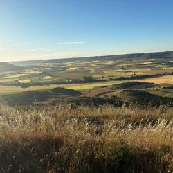 View from above. I was cold this morning, but climbing this hill fixed that.