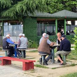 Ältere Männer beim Schach spielen