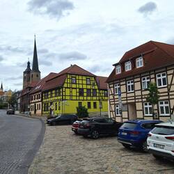 Blick auf das historische Stadtzentrum von Burg