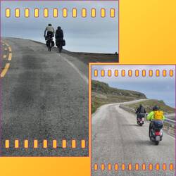 2 Italiener mit der Vespa, Radfahrer und sogar Wanderer unterwegs zum Nordkapp auf dem E1.