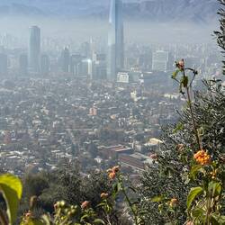 The tall building in the smog is the tallest building in S. America