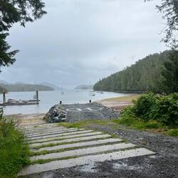 Looking out into Pruth Bay from Hakai Institute grounds.