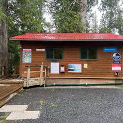 Hakai Institute welcome center. Nothing going on today. They do not offer public tours.