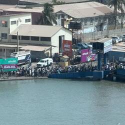 Droves of people were on each ferry packed in like sardines