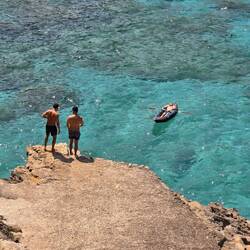 Cala Sant Vicenç - this guy in the water looks very relaxed!
