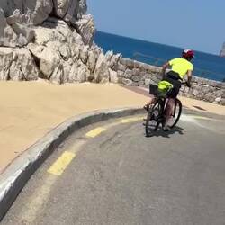Quick clip of descent from overlook in Cala Sant Vicenç