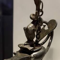 Bronze oil lamp (Hellenistic Period [334-30 BCE]).