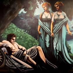 Mural depicting Alexander the Great as he dreams about founding Smyrna (today's İzmir) in 334 BCE.