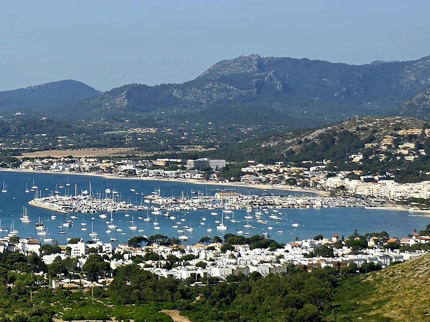 Marina and harbor area of Port de Pollença -- view as we climbed.