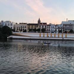 Walking along river at dusk - rowers training