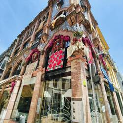 Unique building along walk