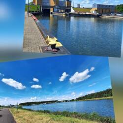 Rechts Niegripper Schleuse und vor uns die Doppelschleuse Hohenwarthe