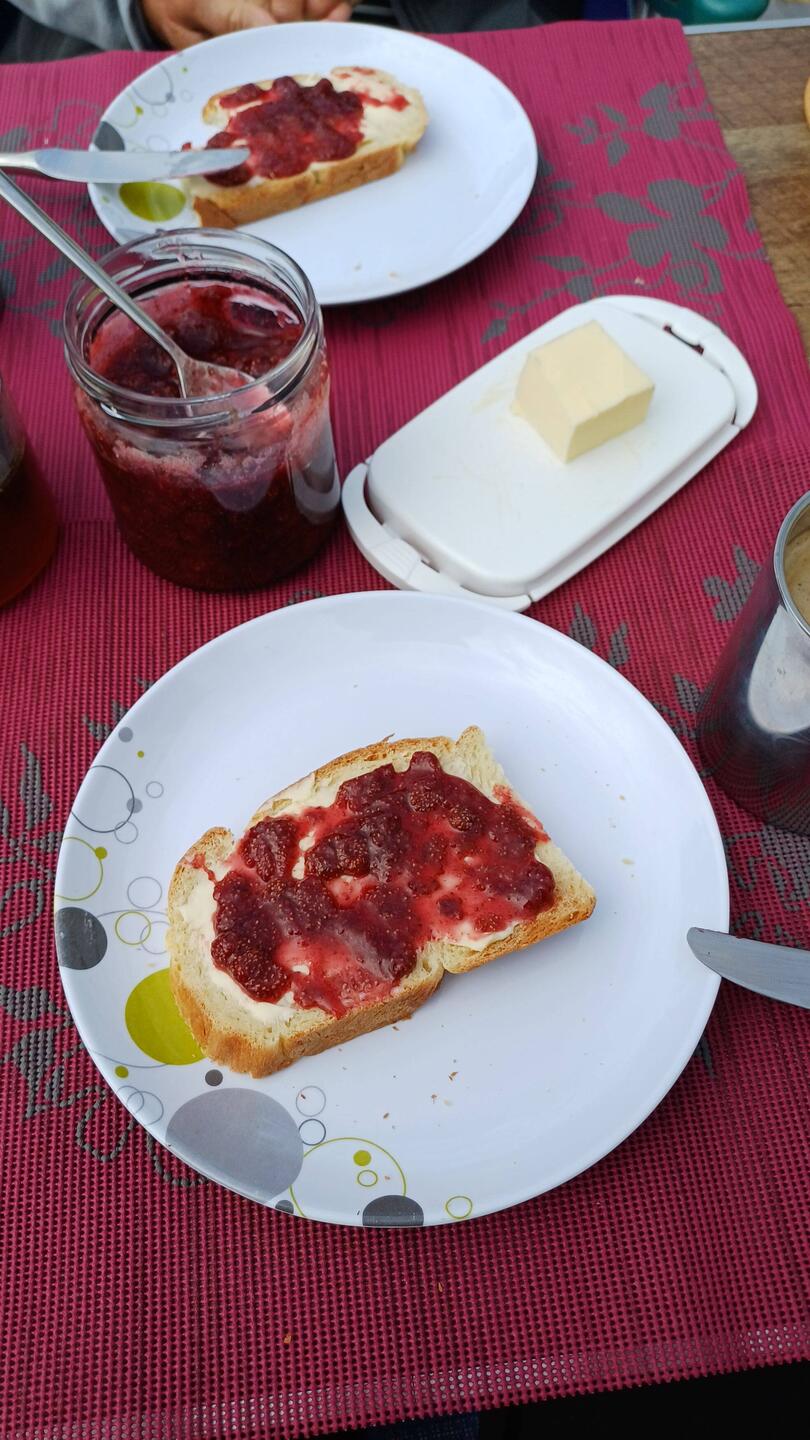 Zöpf mit Walderdbeerkonfi
