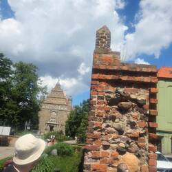 Medieval defensive walls made with different stones for added strength.