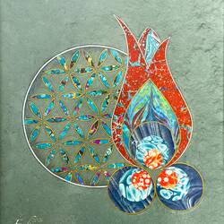 "Nevbahar" [Early Spring...from Persian] (S. Alkan) ... collage — "Tesir" Ebru Exhibition