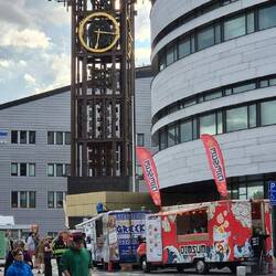 Klocktornet. Abgebaut am alten Stadthof, thront heute vor dem neuen Rathaus (Kristallen).