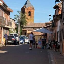 Open umbrellas are always a good sign when walking into a town.