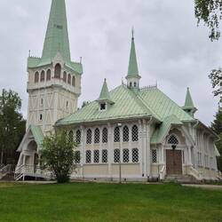 Die Neue Kirche (1887-1888 gebaut). Beispiel für Holzarchitektur des ausgehenden 19. Jhs.