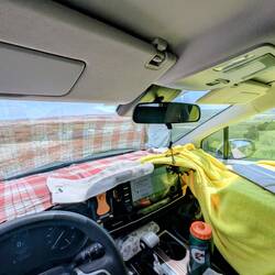 My attempt at shielding my van from overheating, putting lighter colors on my dash and cooler