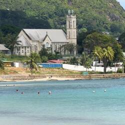 St. Roch Roman Catholic Church located in Beau Vallon on Mahé Island, Seychelles.