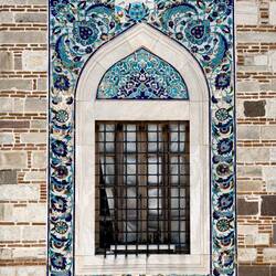 Kütahya tiles surround the windows @ the Konak Camii (Konak Mosque) — Konak, İzmir.