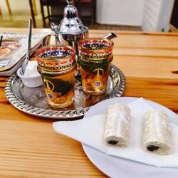 Welcome mint tea and scroll