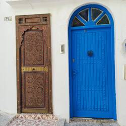 A modern house door in the medina