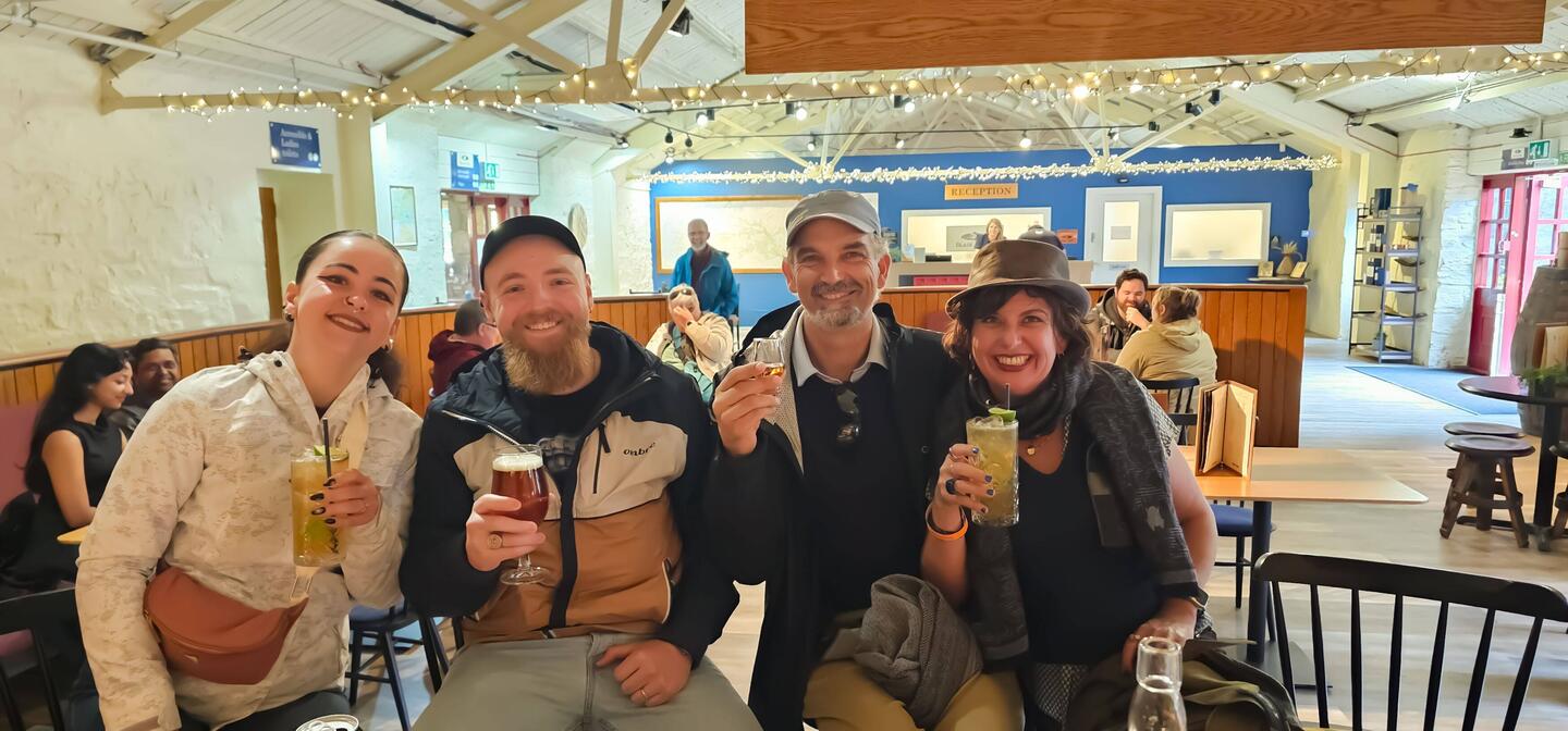 A romantic french couple proposed on our bus tour at the castle! Drinks all round!