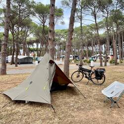 Avec un bel emplacement sous les pins. Tranquille