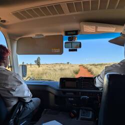 Visiting protected native Aṉangu land with our guide Merna