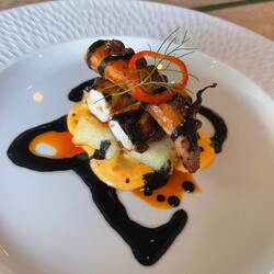 Octopus with chili oil, orange, aioli