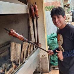 Lunch on a stick. A Peruvian pincho
