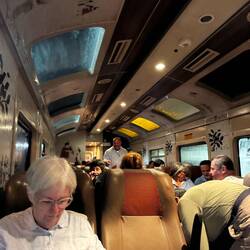 Riding on train. We made it a PR party. Peru will never forget us!
