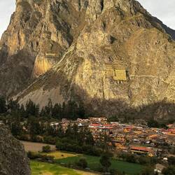 Two grain storage buldings in mountain across