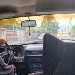 old school car and driver