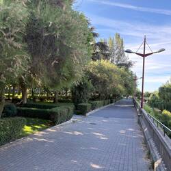 Pleasant path between the river and the park on the way to the bus station.