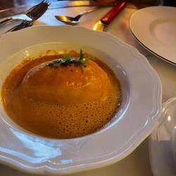 Sturgeon quennelle with lobster sauce